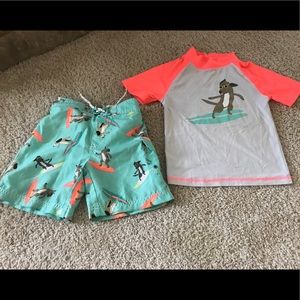 Carters swim trunks with matching swim shirt